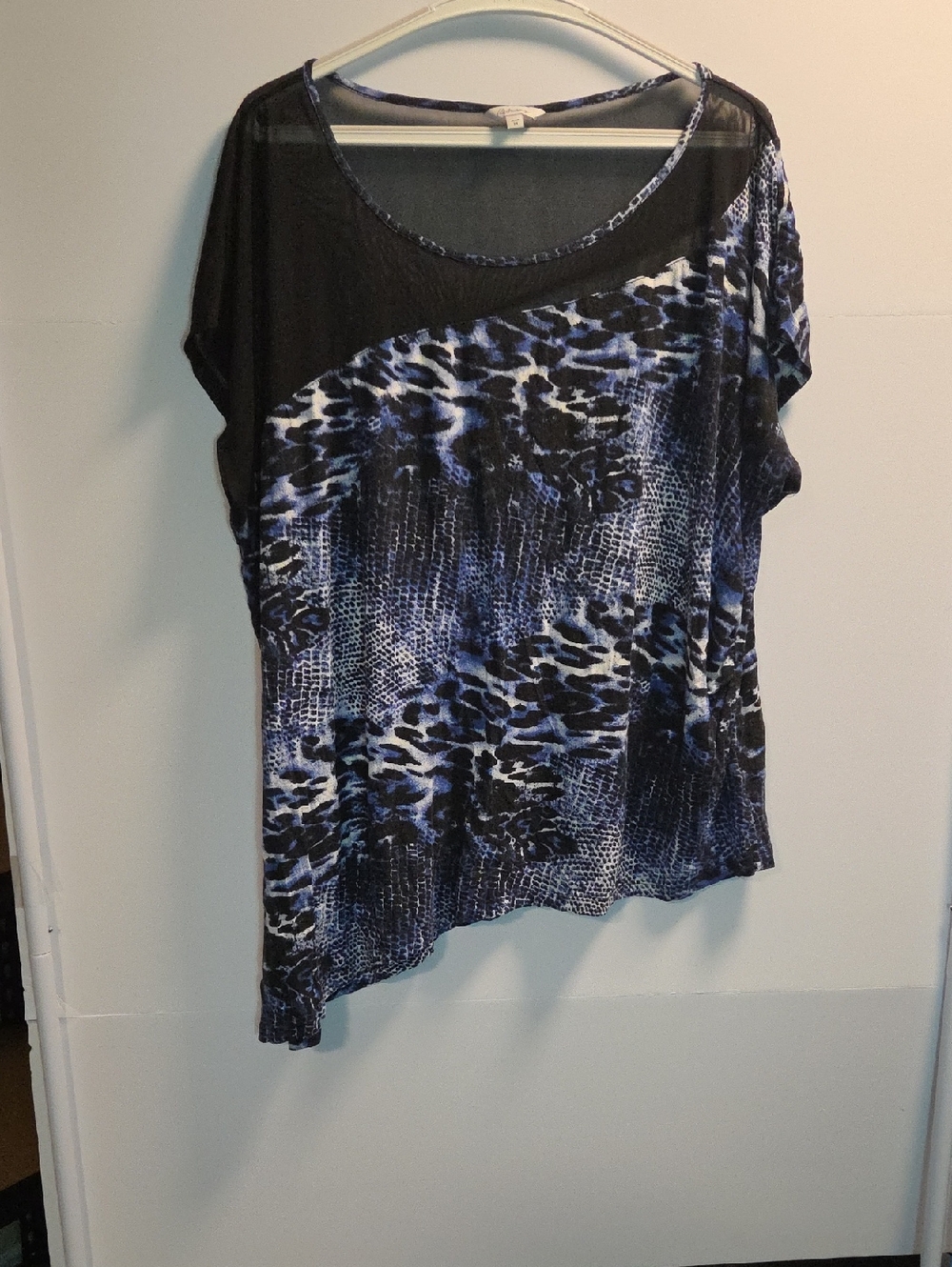Reitmans 3X Animal Print Tunic Top Sheer Yoke Asymmetrical